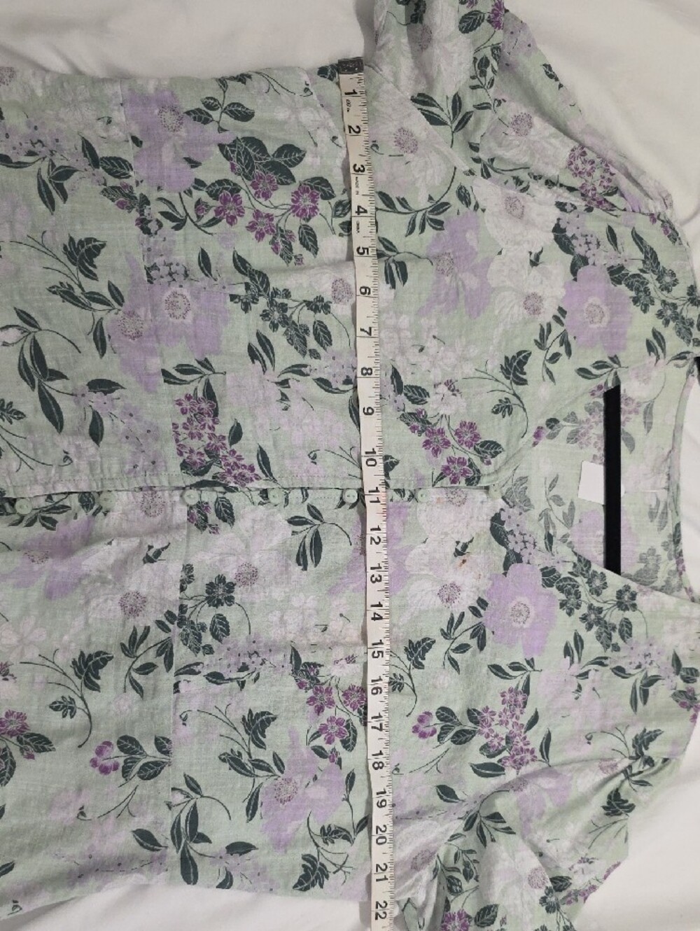 Liz Claiborne Floral Button Front Blouse Women's Medium Cotton Rayon 3/4 Sleeve - Picture 7 of 9